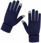 Women Winter Warm Touch Screen Gloves Knitted Soft Elastic Thick Gloves For Clod Weather Navy Blue