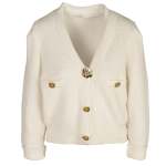 Goldair Gold Flower Button Waffle Knit Cardi - Cream Free