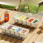 Divided Snack Server With 5 Sections And Serving Utensils
