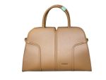 Elegant Structured Top-handle Satchel- Light Brown