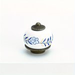 Chinese Style Ceramic And Zinc Alloy Knob Polished Finish Finger Pull Handle For Drawers Single Hole Cabinet Hardware With Multi