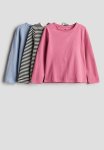 3 Pack Long-sleeved Tops - Pink blue