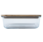 Rectangular Glass Lunch Box With Wooden Lid 1.3L
