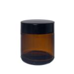 100G Amber Glass Jar And Black Lid And Inner Lid Shive Complete