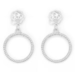 Round Earrings With Clear Crystal Border