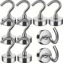 10pcs Xiongchuci 16mm Strong Magnetic Hooks - Easy Install Polished Metal For Bathroom Kitchen Office & Garage