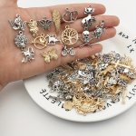 Random 20 30 50PCS Metal Alloy Antique Silvery Golden Mix Charms Pendants Beads For Diy Bracelet Necklace Earrings Clips Jewelry