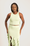 Reya Cut Out Ruffle Tank - Smoke Green - M