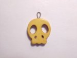 Magnesite Flat Skull Pendant Large Yellow F3761