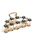 Goldair Gold Mixed Diamante Black Flowers Claw Clip