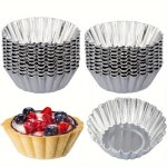 10PCS 20PCS Custard Tarts Aluminum Cupcakes Cookie Molds Tin Reusable Baking Tools Baking Cups Flat Chrysanthemum Cup Pudding Mo