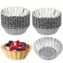 10PCS/20PCS Custard Tarts Aluminum Cupcakes Cookie Molds Tin Reusable Baking Tools Baking Cups Flat Chrysanthemum Cup Pudding Mold Lace Egg Tarts Diy Cake Molds