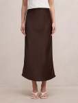 Sally Satin Slip Skirt - 16 Warm Chocolate