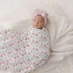 Blush Rose Print Pink Baby Swaddle Wrap Set Newborn Hospital Set Sa