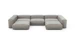 U-shape Sofa - Velvet - Light Grey - 377CM X 241CM