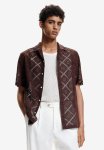 Regular Fit Crochet-look Resort Shirt - Plum Purple