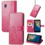 For Zte Blade A31 Lite Four-leaf Clasp Embossed Leather Case With Lanyard & Card Slot & Wallet & Holder Magenta