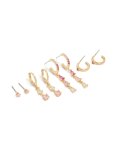 Goldair Gold Plated Clear & Light Pink Cubic Zirconia Stacker Earrings 4-PACK