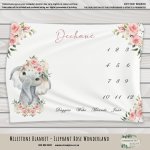 Milestone Blanket Elephant Rose Wonderland