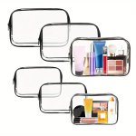 3-PIECE Set Clear Pvc Toiletry Travel Bags Waterproof Cosmetic Organizer Makeup Pouches With Zipper For Women And Men Durable Tr