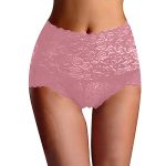 Womens Sexy High Waist Lace Underwear Body Shaping Soft Fabric Comfort Fit Fashionable Panties For Everyday Wear XL Pink