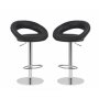 Faux Leather Swivel Cut-out Bar Stool - Set Of 2 - Black