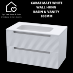 Caraz Matt White Wall Hung Basin & 2 Drawer Vanity - 800MM