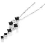 Square Sterling Silver Necklace With Swarovski Crystals Black