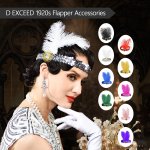 Elegant 1920S Flapper Headband With Faux Feathers - Perfect For Gatsby Themed Parties & Halloween Costumes Adjustable & Comforta