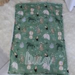 Personalised Fleece Blanket Dotty Drawing Safari Green