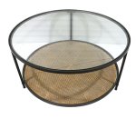 Four Corners Baltic Metal Glass And Rattan Coffee Table