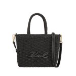 K signature Raffia Beach Tote -black