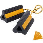 Tiousmoky Wheel Chocks Rubber Heavy Duty Trailer Wheel Chocks With Yellow Reflective Visibility Tape And Yellow Nylon Rope 8.27