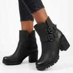 Ester 8 Twin Buckle Block Heel - Black - 8