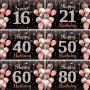 1Pc 152.4x91.44cm Happy Birthday Banner Backdrop Happy 21st 40th 50th 60th 80th Sweet 16 Birthday Black Silver Rose Golden Party Decorations Supplies Glitter Balloon