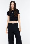 Wide Crinkled Trousers - Black