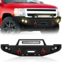 Yzona Front Bumper Compatible With 2007-2013 2ND Gen Chevy Silverado 1500 Off-road Pickup Truck Bumper Equipped With Winch Plate
