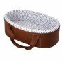 Carry Cot Leather Outside Printed Inside Herringbone : White With Black Pattern