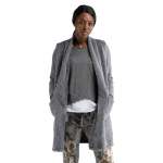 Faux Fur Long Gilet - Grey Free
