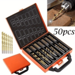 50PCS Titanium Coated Hss Stainless Steel Drill Bit Set For Gun Drilling - Sizes 1 1.5 2 2.5 3 Mm