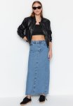 High Waist Denim Skirt - Blue