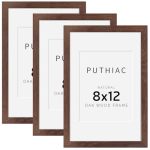 Puthiac 8X12 Solid Oak Wood Picture Frame Fits 6X8 With Mat Or 8X12 Without Mat Wall Or Tabletop Display With Stand Vertical Or