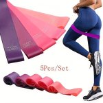 5PCS SET Portable Resistance Band Set Elastic Bands For Yoga Gym Pilates Weight Training & Sports