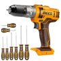 Ingco - Cordless Impact Drill 20V And Screwdriver Set - 8PIECES