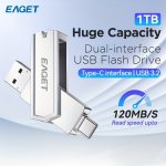 Eaget USB Flash Drive 1TB Multifunction USB 3.2 High Speed Memory Stick Pen Drive 32GB/64GB/128GB/256GB/512GB Usb-a Or Typc-c Fl