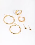 Waterproof Gold Plated Stainless Steel Diamante Freshwater Pearl Drop Huggie Earrings