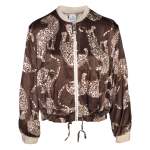 Leo Print Silky Bomber Jacket - Chocolate Free