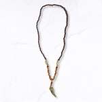 Horn Pendant Beaded Necklace - Bitter Choc Free