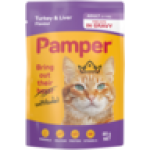 Pampers Pamper Turkey & Liver Flavoured Adult Cat Food In Gravy Pouch 85G