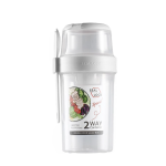 760ML + 310ML Double Layer Portable Plastic Salad Cup With Spoon HD-20 White